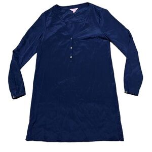 Lilly Pulitzer Delphine Stretch 100% Silk Tunic Long Sleeve Dress Size Small